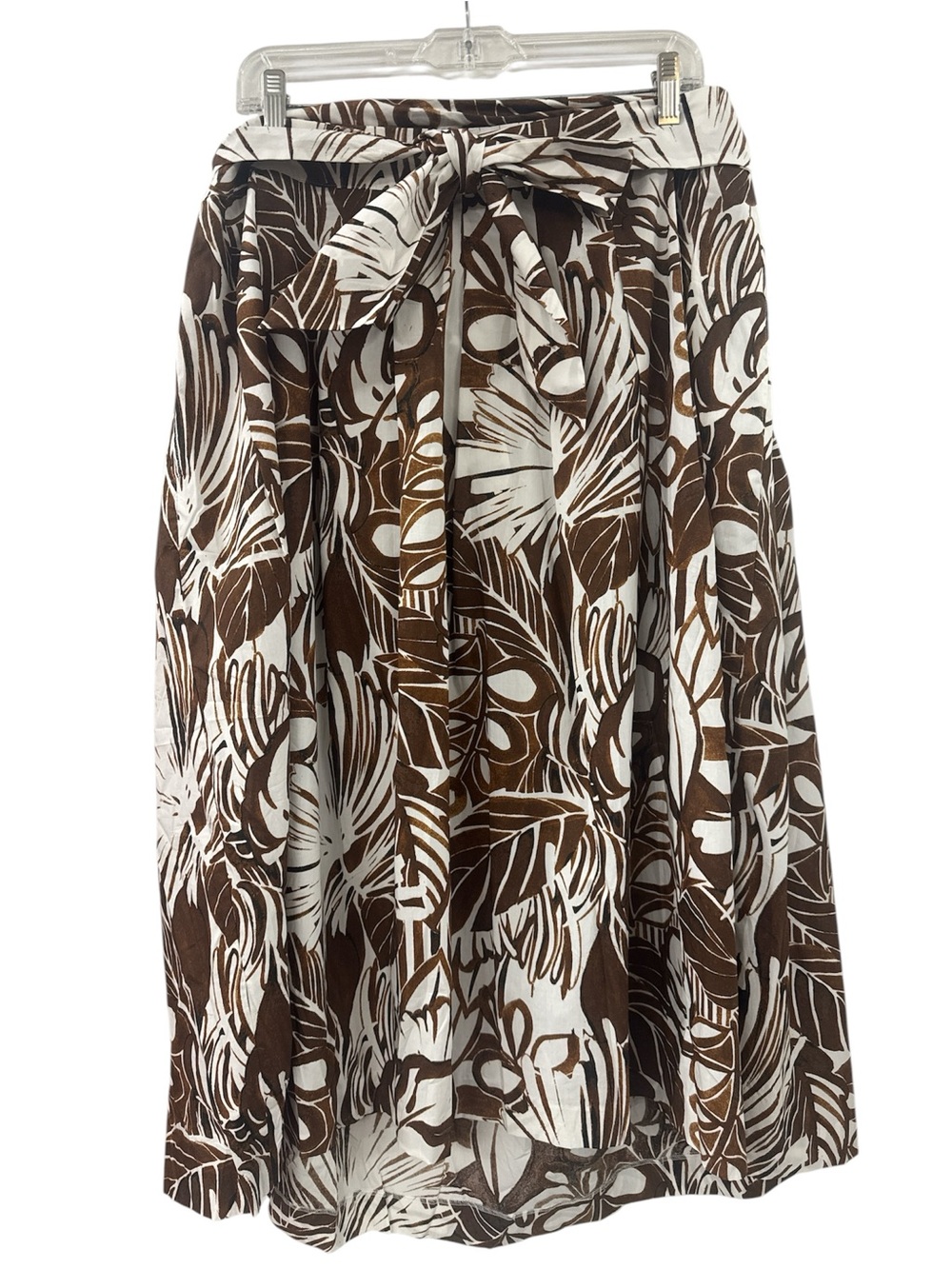 Talbots Brown and White Tropical Print Tie-Waist Skirt Size XL